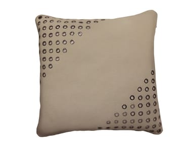 KRITOS - Solid-color square leather cushion by Longhi