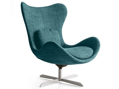 Lazy High-Back Fabric Armchair With 4-Spoke Base by Calligaris