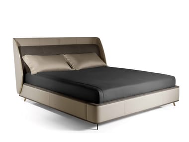 LE COMTE - Leather double bed with upholstered headboard by Visionnaire