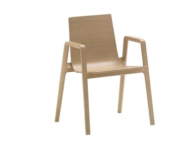LINEAL SO0761 - Oak chair with armrests by Andreu World