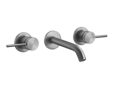 MECCANICA - Wall-mounted stainless steel washbasin mixer by Gessi