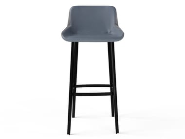 PANIS - High leather stool with back by Amura
