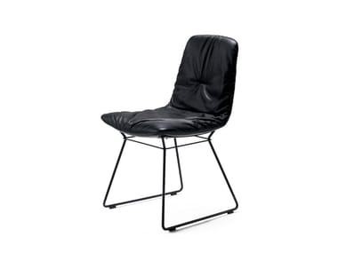LEYA - Sled base upholstered leather chair by Freifrau