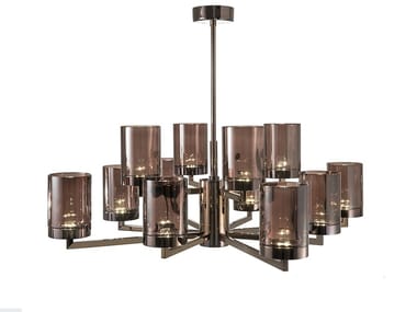 QUARZO 725/8+4-L - LED crystal chandelier with metal frame by Italamp