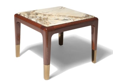 REDDING - Marble and mahogany high side table by Visionnaire