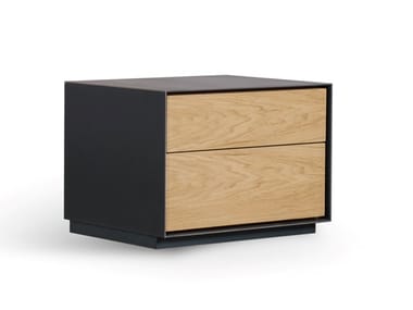 RIALTO NIGHT - Rectangular solid wood and iron bedside table with drawers by Riva 1920