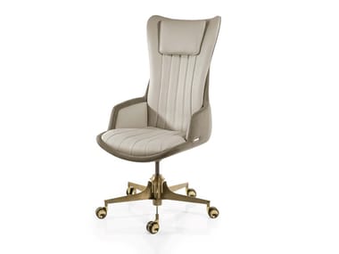 SEKTOR - Swivel leather executive chair with 5-spoke base with armrests by Visionnaire