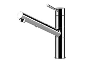 OXYGENE - Chromed brass kitchen mixer tap with pull out spray by Gessi