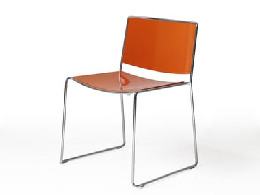 SPINDLE - Sled base multi-layer wood chair by Porro