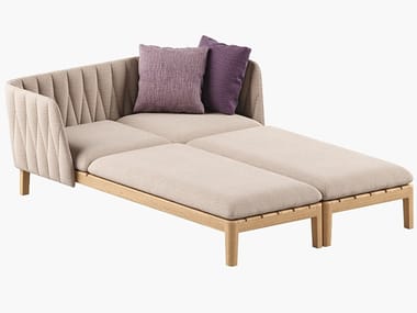CALYPSO LOUNGE - Fabric and teak sun lounger by Royal Botania