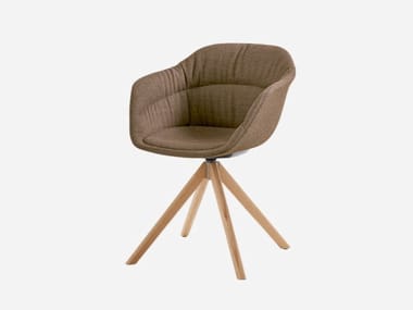 TAIA - Swivel upholstered trestle-based fabric chair by Inclass