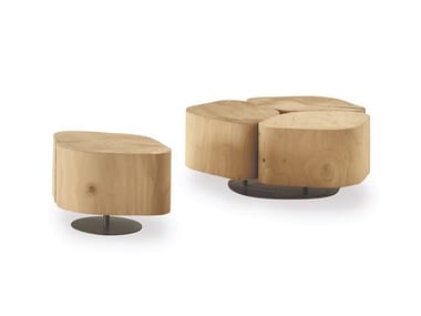 TOBI - Low round solid cedar wood coffee table by Riva 1920