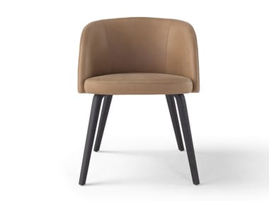 MONNALISA - Leather or fabric chair with armrests and wooden legs by Amura
