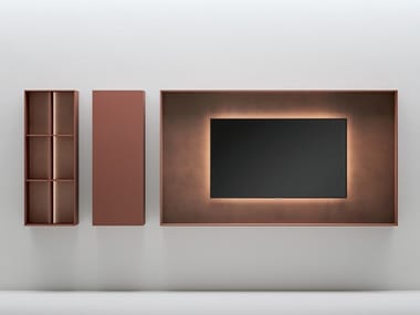 WALLOVER® COMPOSITION 10 - Sectional wall-mounted wooden storage wall by Caccaro