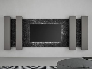 WALLOVER® COMPOSITION 8 - Sectional wall-mounted wooden storage wall by Caccaro