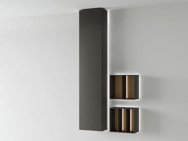 WALLOVER® COMPOSITION 3 - Vertical wooden wall cabinet with door by Caccaro