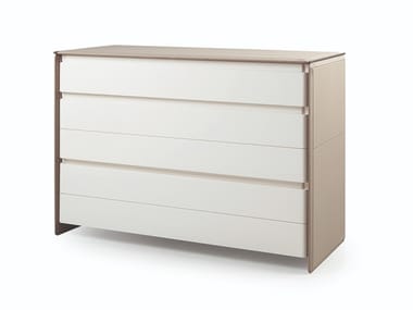 ZERO - Leather chest of drawers with integrated handles by Turri