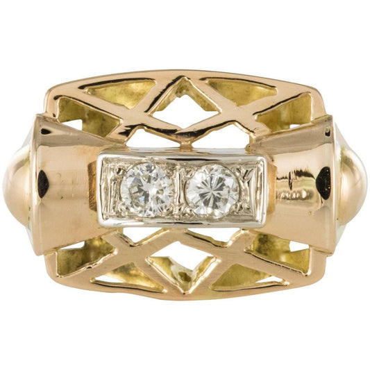 0.20 Carat Diamond Yellow Gold Ring, 1940s