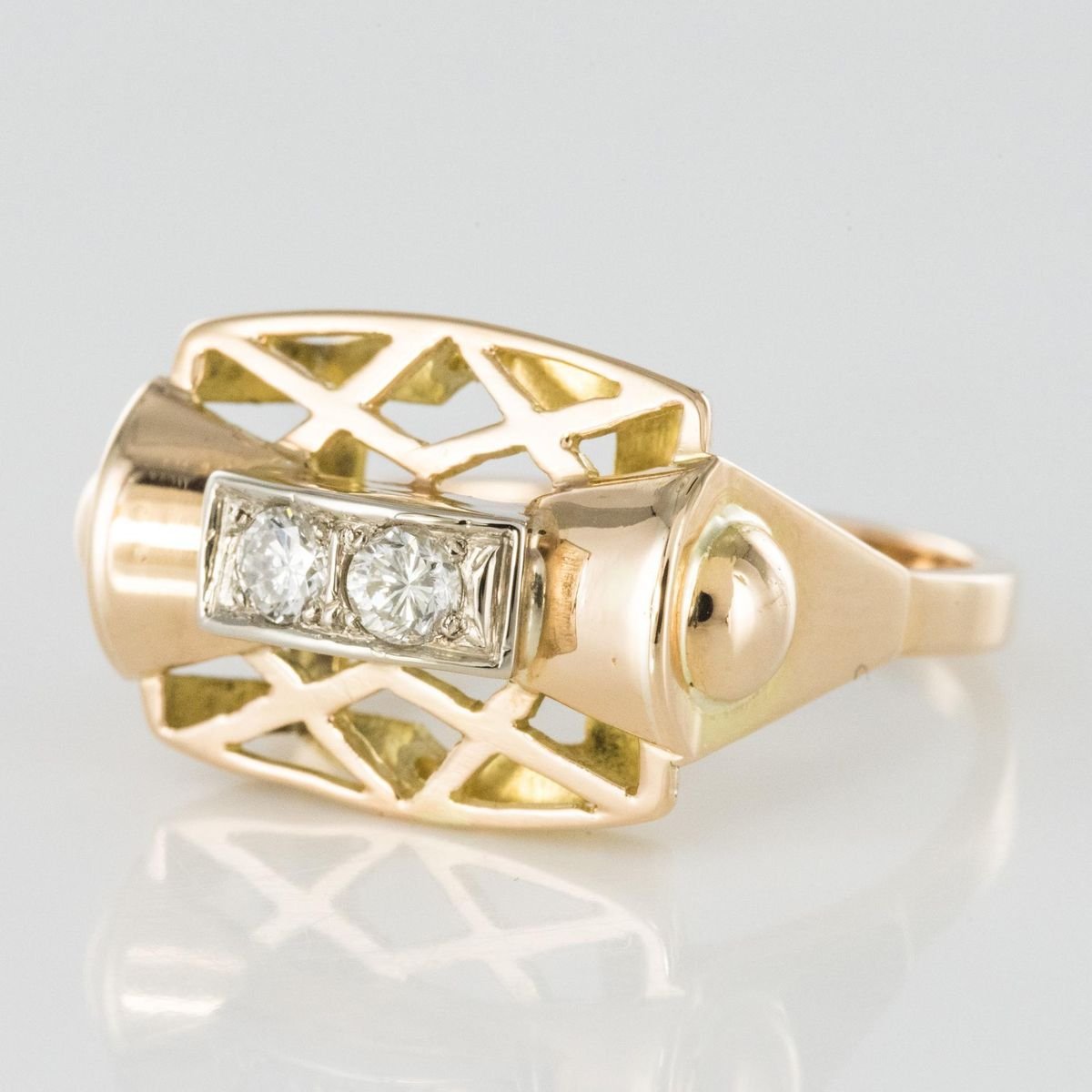 0.20 Carat Diamond Yellow Gold Ring, 1940s