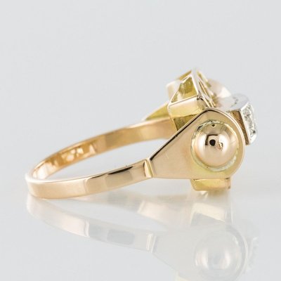 0.20 Carat Diamond Yellow Gold Ring, 1940s-OLU-896226