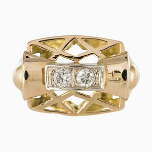 0.20 Carat Diamond Yellow Gold Ring, 1940s-OLU-896226