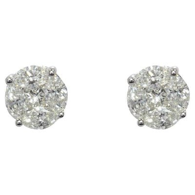 0.24 Carat 18 Karat Modern White Gold Diamond Stud Earrings, Set of 2-OLU-1281873