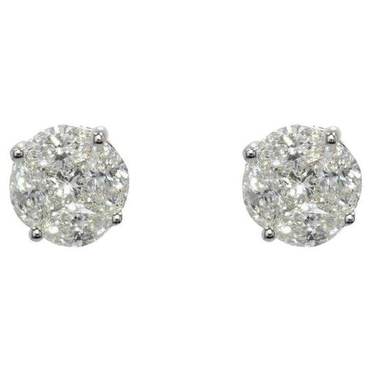 0.24 Carat 18 Karat Modern White Gold Diamond Stud Earrings, Set of 2