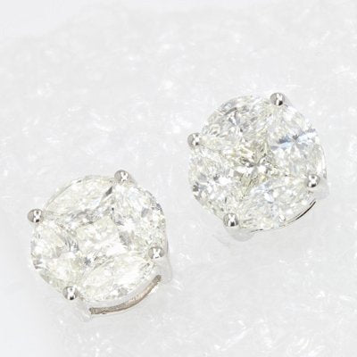 0.24 Carat 18 Karat Modern White Gold Diamond Stud Earrings, Set of 2-OLU-1281873