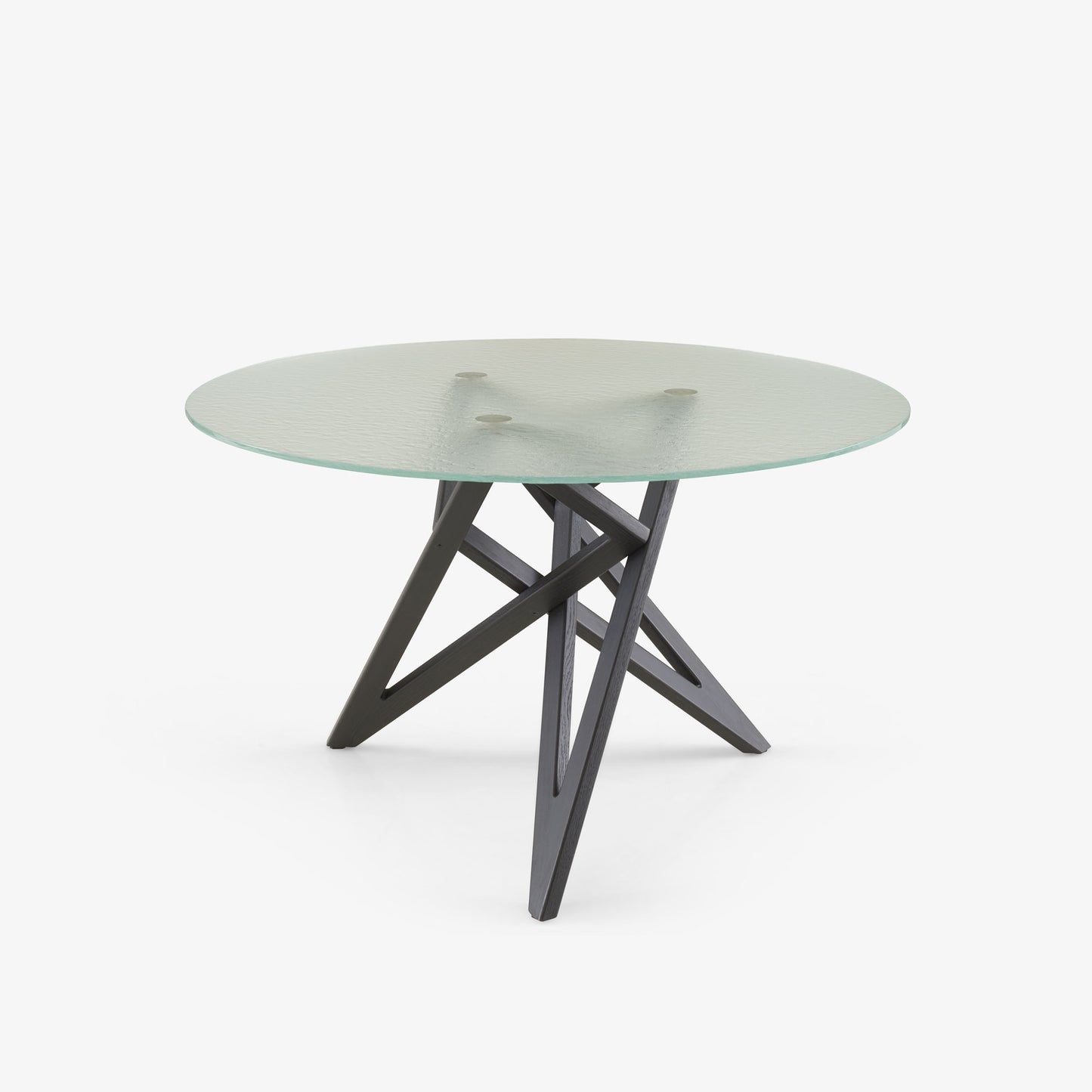 ENNÉA - Round table with wooden base and glass top