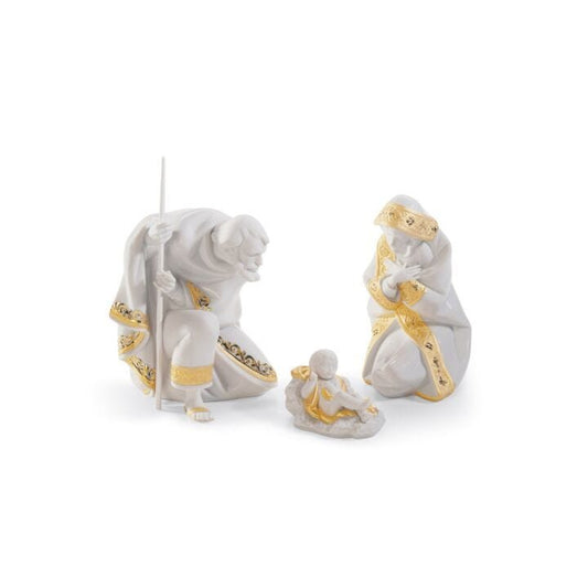 Set Silent Night Nativity Figurine Golden Lustre by Lladró