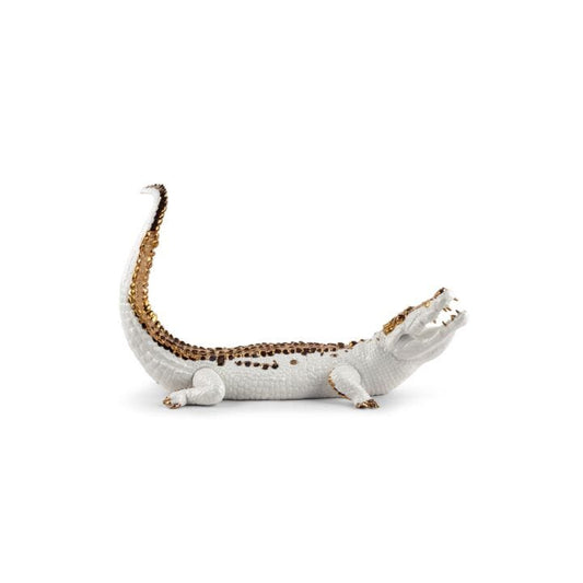 Crocodile Figurine by Lladró #White and copper