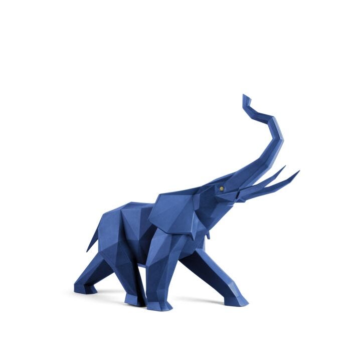 Elephant (blue) Sculpture by Lladró