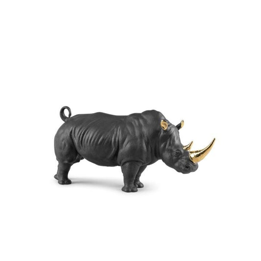 Rhino (black-gold) Sculpture by Lladró