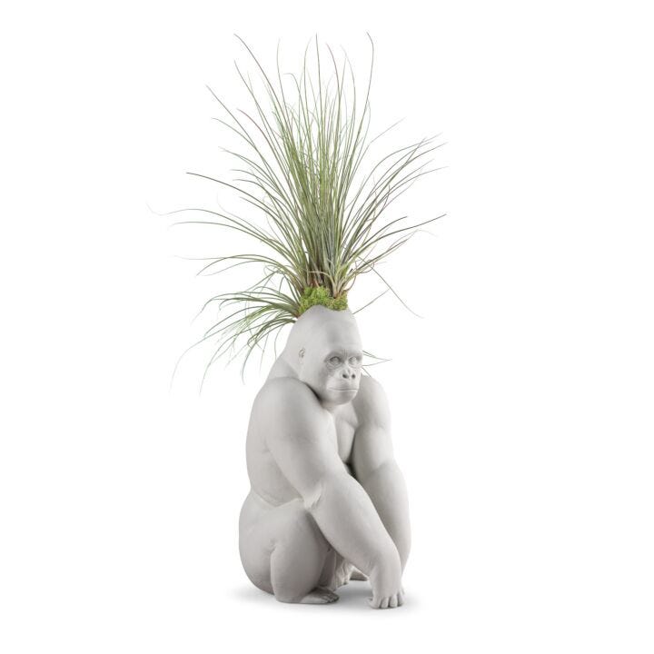 Gorilla Garden Figurine by Lladró #Matte White