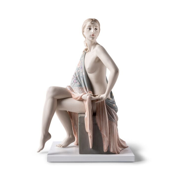 Nude with shawl by Lladró #Metallic Sculpture