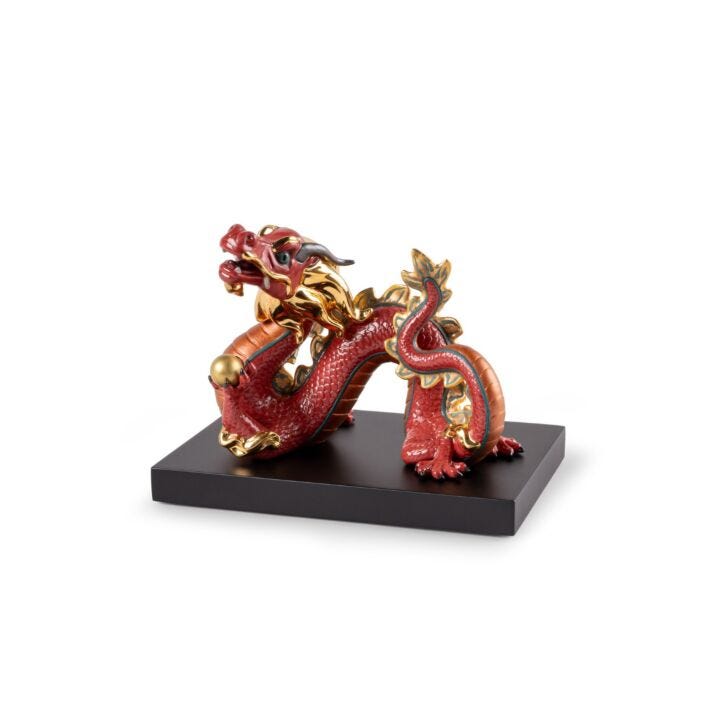 Dragon Sculpture 2 by Lladró # Red
