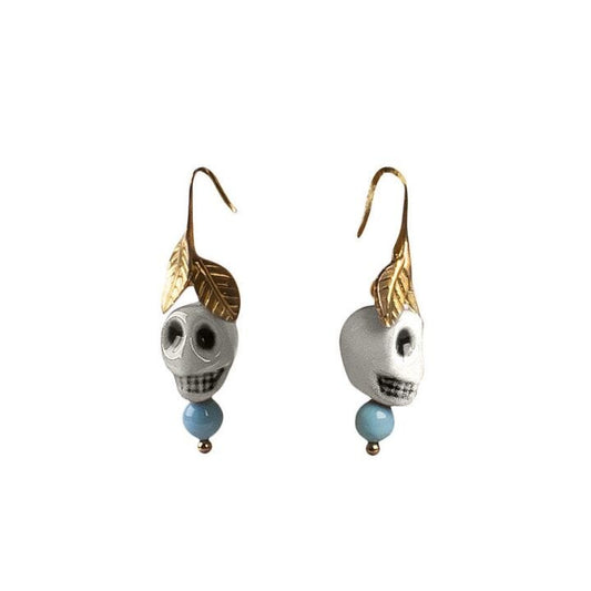 Frida Kahlo skull earrings by Lladró #White