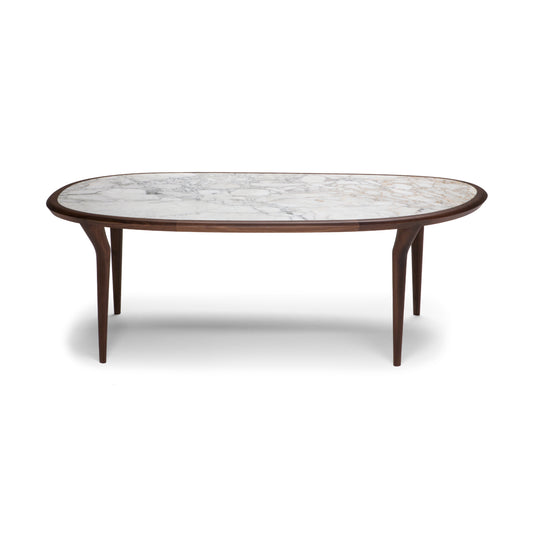 Gutta Oval Table by Natuzzi Italia #American walnut / Calacatta Gold (marble)