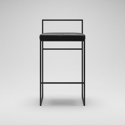 Department Bar Stool with Backrest 80 cm Black/Black Leather