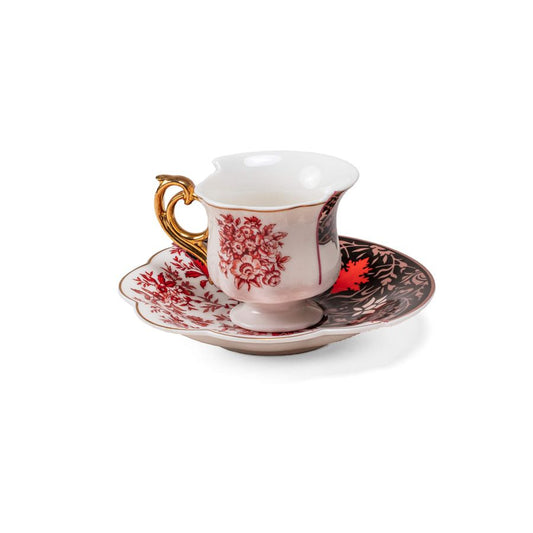 Bone China porcelain Coffee Cup with Saucer Hybrid Sagala Coffee Cup by Seletti