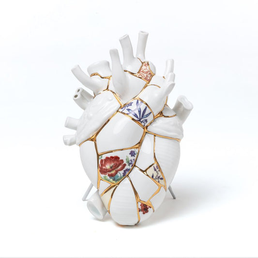 Fine porcelain and gold Decorative Object Love in Bloom Kintsugi Heart by Seletti