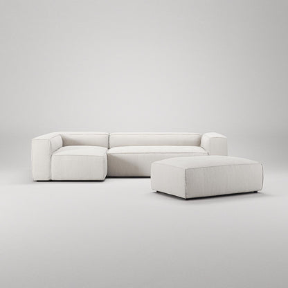 Decotique Grand 4-Seater Sofa Divan Open End With Footstool Left Steam/ White