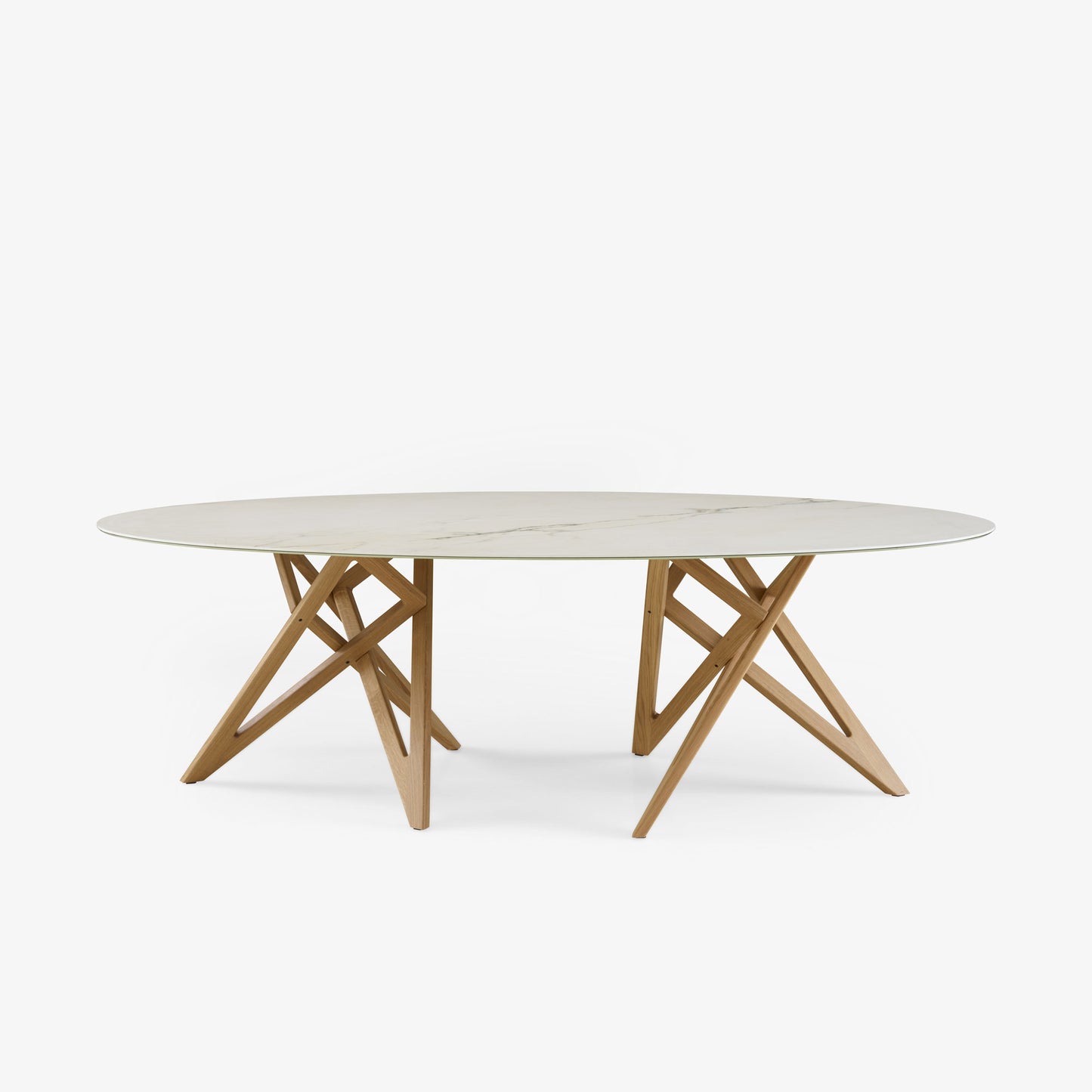 ENNÉA - Oval dining table in porcelain stoneware marble effect