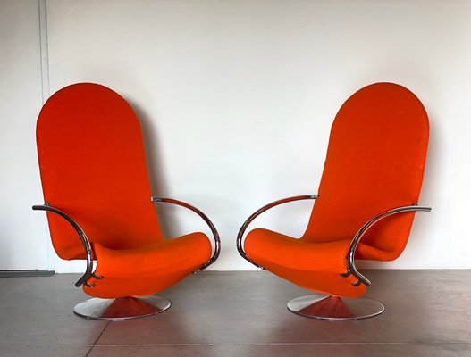 1-2-3 Series Highback Chairs by Verner Panton for Fritz Hansen, 1970s, Set of 2-NPC-2041870