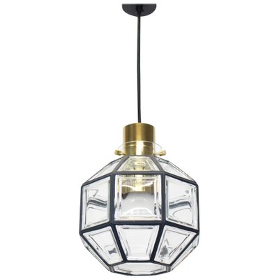 1 of 2 Iron and Clear Glass Pendant Lights by Limburg, Germany, 1960s-UGR-1085670