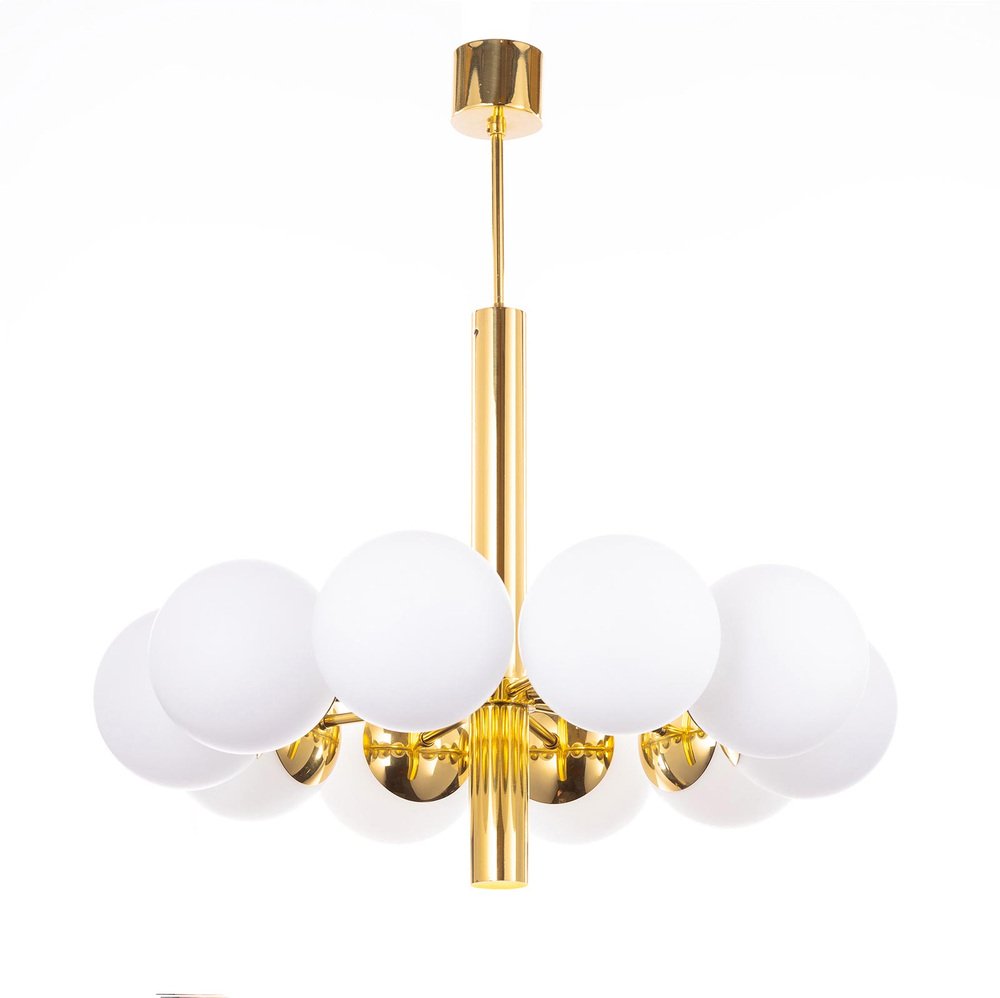 10 Arm Brass Chandelier from Kaiser Leuchten, Germany, 1970s