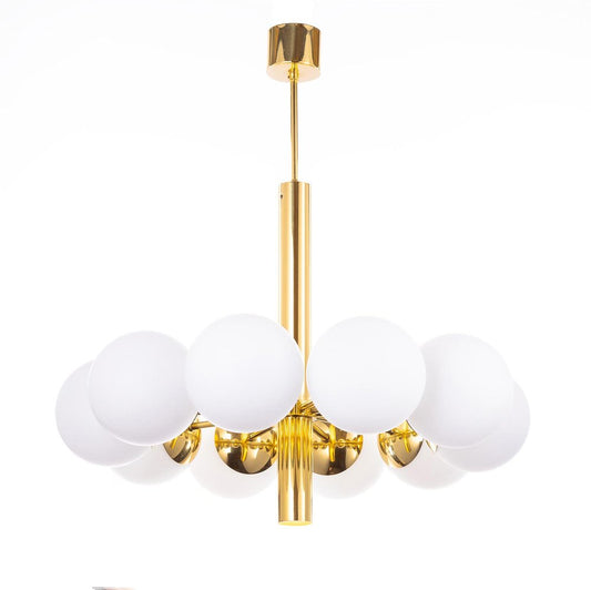 10 Arm Brass Chandelier from Kaiser Leuchten, Germany, 1970s