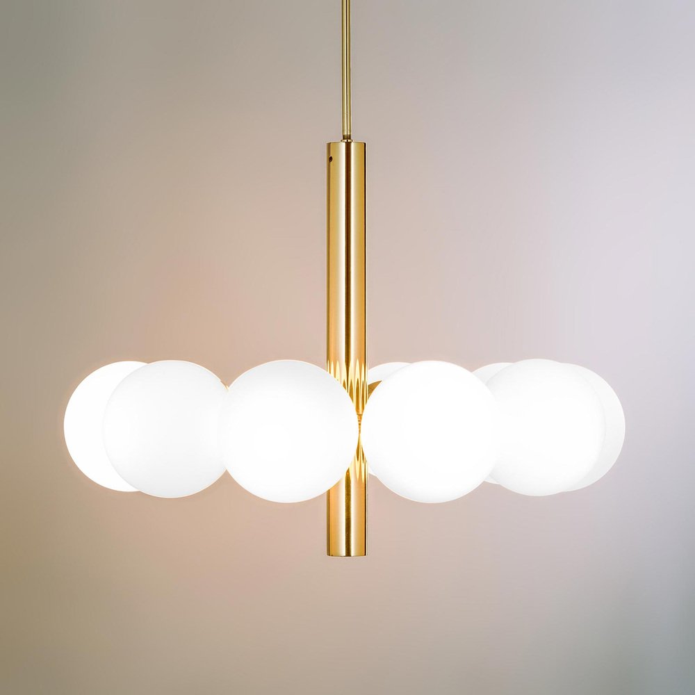 10 Arm Brass Chandelier from Kaiser Leuchten, Germany, 1970s