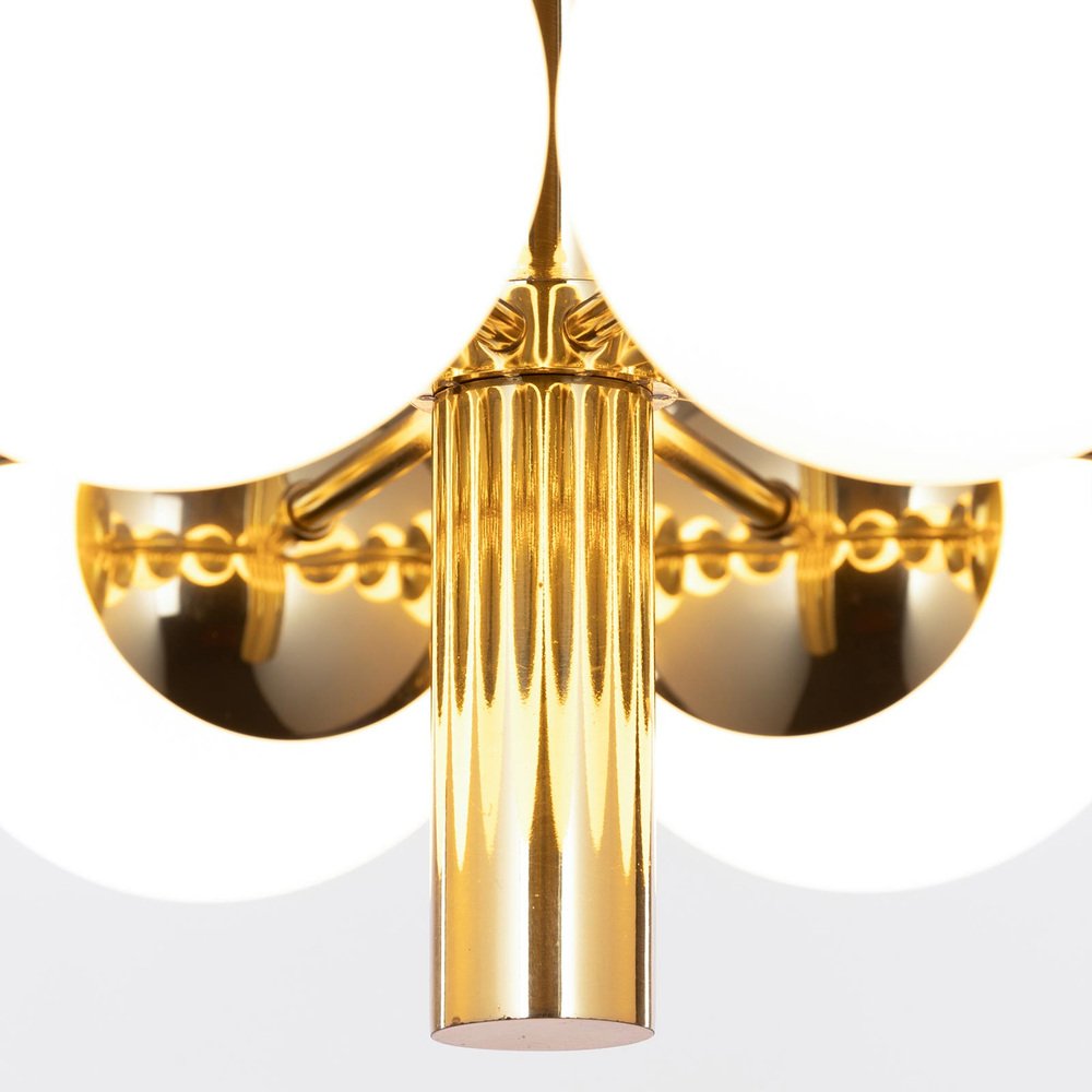 10 Arm Brass Chandelier from Kaiser Leuchten, Germany, 1970s