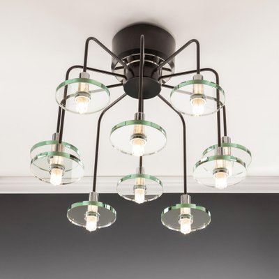 10-Arm Chandelier with Glass Panels from J. T. Kalmar-QBR-1737072